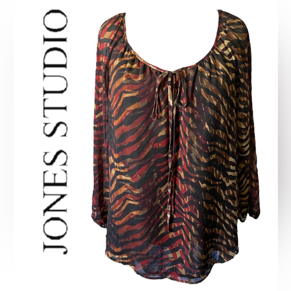 Jones Studio Animal Print Blouse